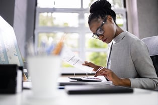woman using billing software